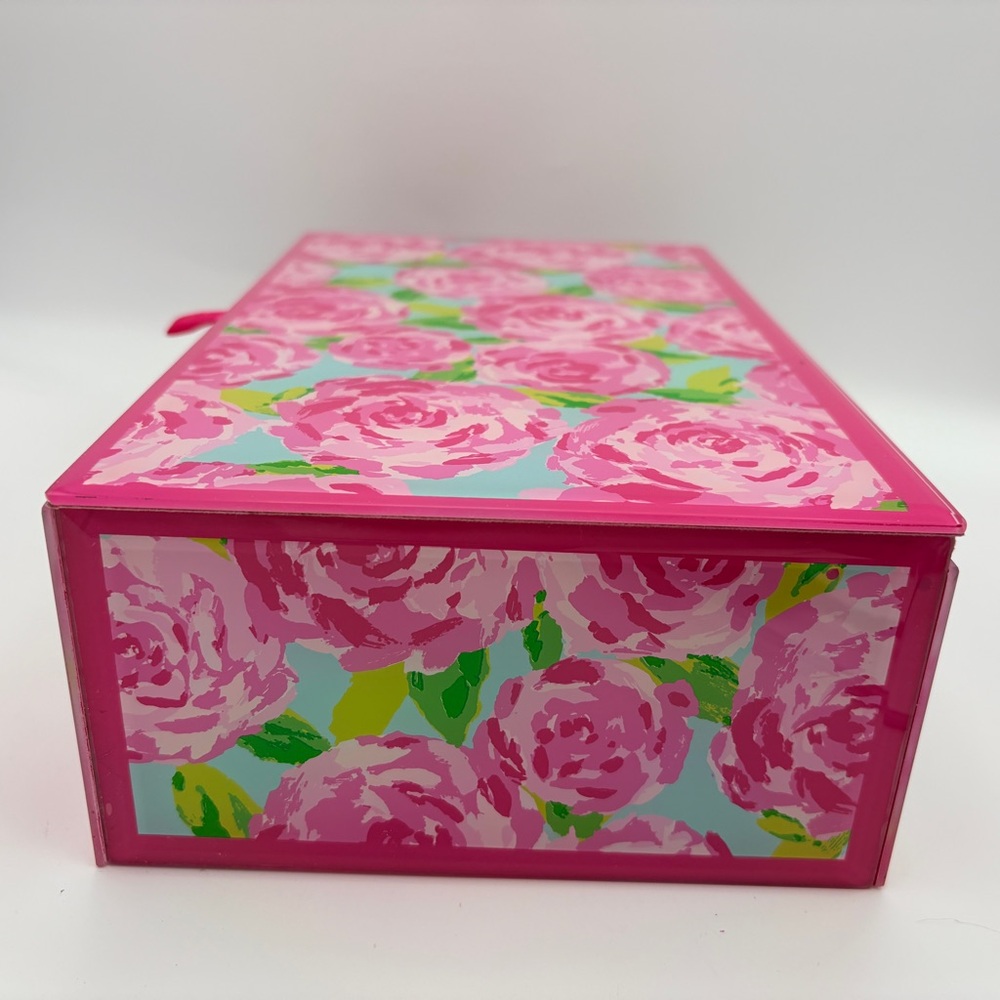Lilly Pulitzer First Impression Floral Pink Glass Storage Box - Picture 4 of 11